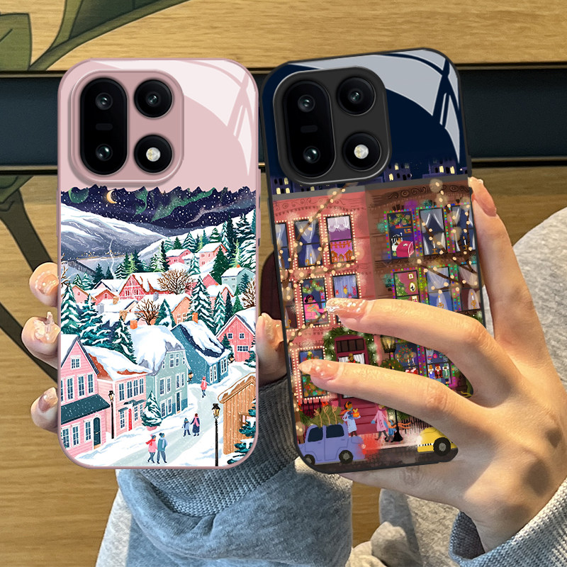 圣诞街景手机壳适用一加15圣诞树1+ace6秋冬13T雪花5pro小众12高级感3冬天11新款2玻璃oppo外壳oneplus全包套 - 图3