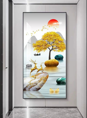 现代简约入户正对进门墙壁挂画