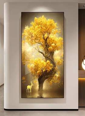 发财树入门玄关装饰画高端