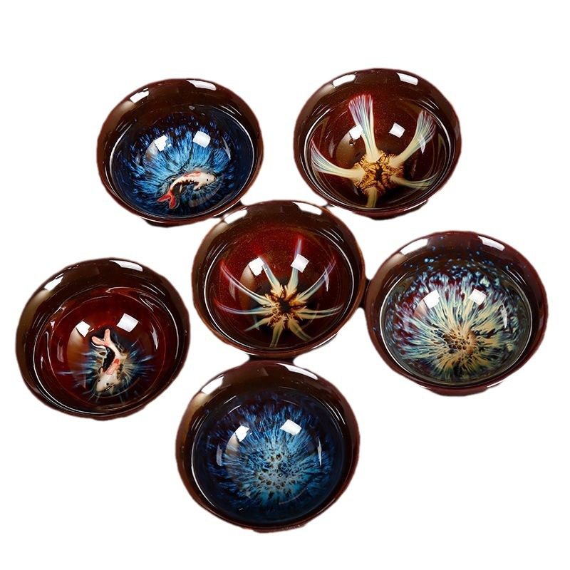 窑变陶瓷主人杯套装建盏品茗杯小茶杯单杯茶盏功夫茶具礼盒4个装,淘宝优惠券,粉丝福利购,淘宝优惠卷