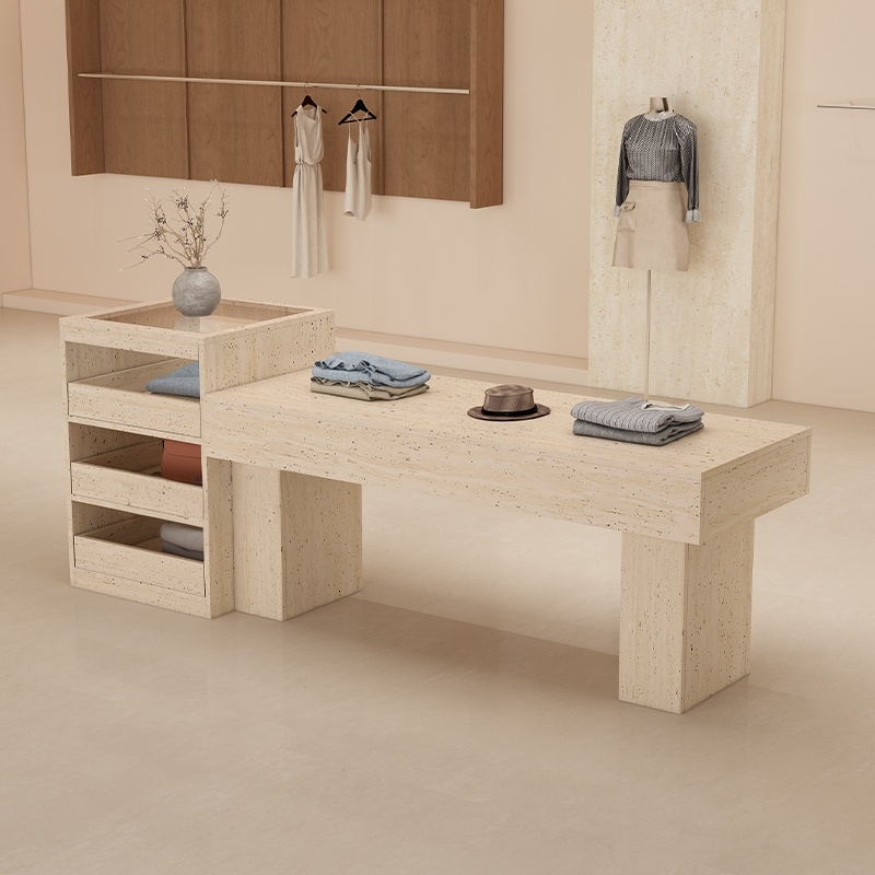 服装店中岛台展示桌女装店陈列柜储物柜商场装饰品柜中古风流水台 - 图1