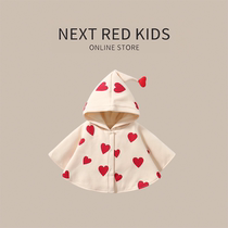 Next Red baby cloak autumn winter clothing newborn baby baby outside the cape windproof princess children shawl warm