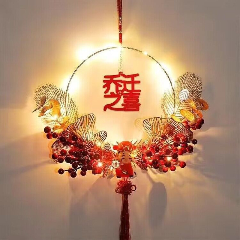 2023兔年春节新年装饰福字门口挂件花环挂饰过年入门装饰布置用品 - 图2