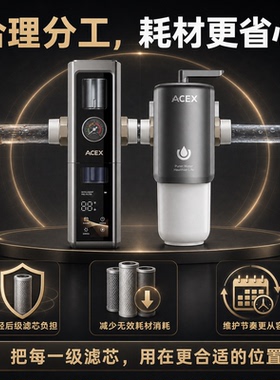 【双联净水套装】ACEX双子星前置过滤器+高配四项阀活性炭大白瓶