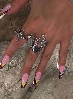 bling bling ring 星星戒指 银色 可微调简约时尚潮流指环饰品