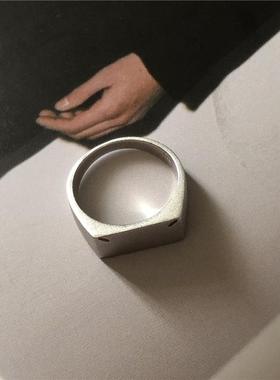 风格 四角标男女对戒 MM6情侣简约戒指ins