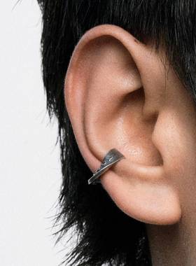 新款情侣做旧扭片耳夹 暗黑先锋中性小众男女耳骨夹