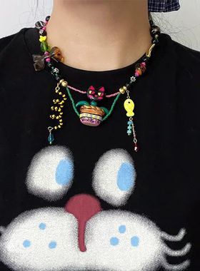 2025猫咪系列 花式串珠原创设计小众项链女配饰立体锁骨链毛衣链2