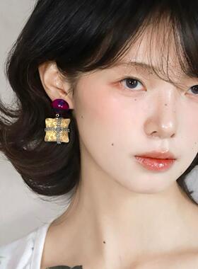 水波纹包包耳环女气质百搭原创设计小众高级感耳针耳饰耳夹