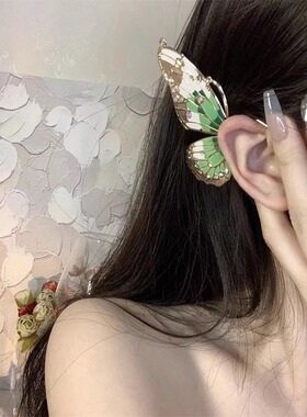 蝴蝶精灵翅膀耳挂渐变甜酷小众凹造型无耳洞耳骨夹耳环男女
