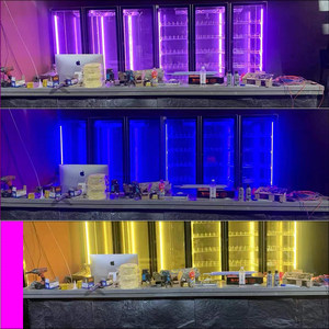 啤酒柜led灯管三色蓝光饮料柜防水灯条酒吧冰箱网络机柜灯220V