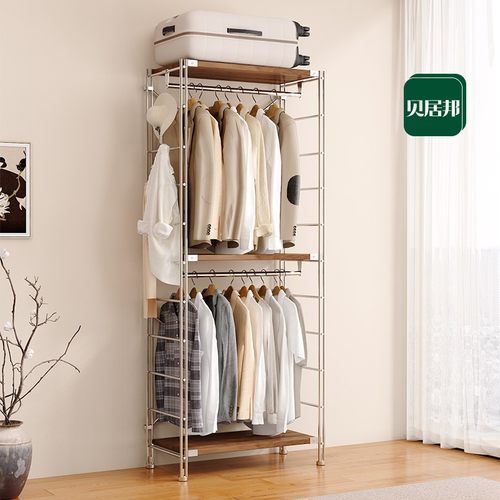 【51cm深度包安装】日式衣帽间组装架子落地钢制衣帽架开放式衣柜 - 图3