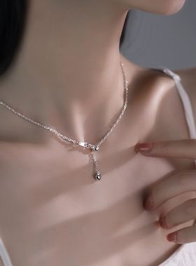 925纯银爱心光珠项链ins风锁骨链