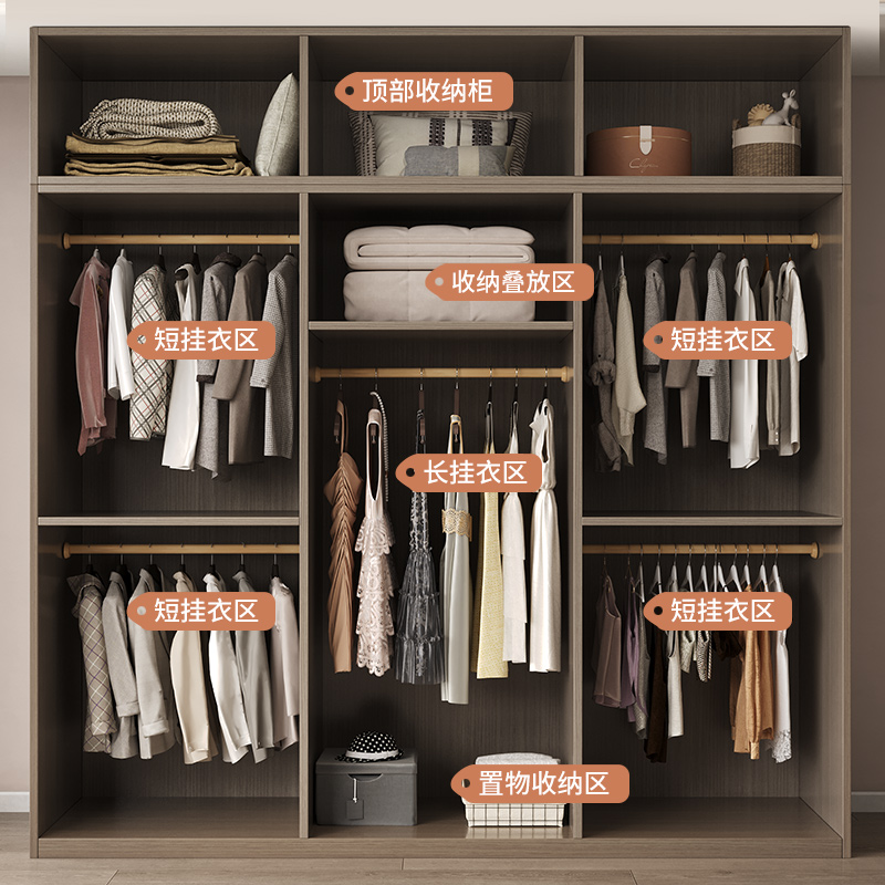 蜂窝铝衣柜家用卧室柜子储物柜小户型可组合玻璃门收纳柜简约衣橱 - 图0