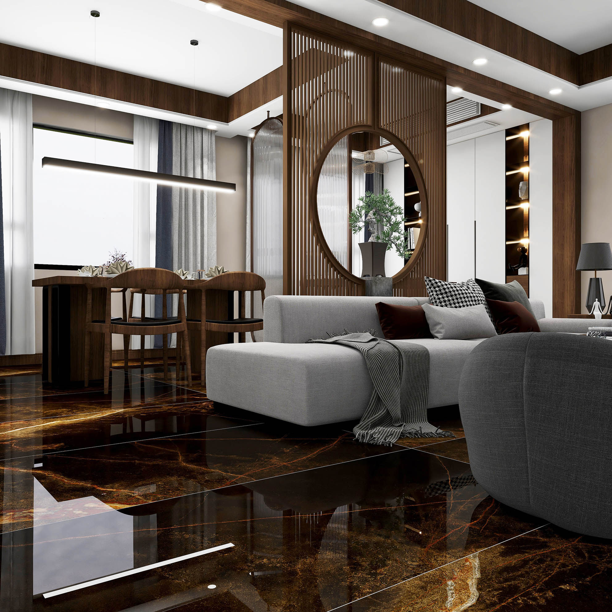 奢石瓷砖地砖750x1500客厅深色地砖亮面防滑地板砖大理石工程家装