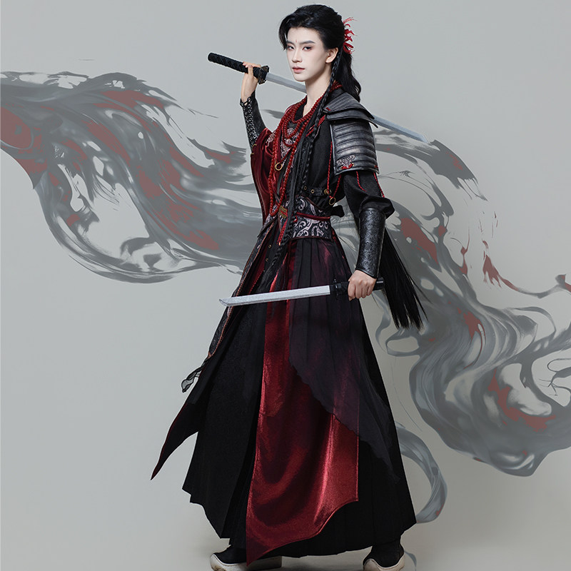 焚夜|花悦诗风原创文武袖改良少年感武侠风交领汉服马面裙套装 - 图0