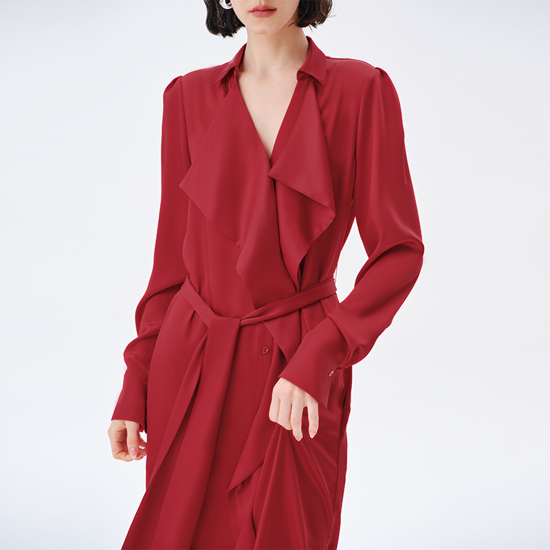 菲埃琳FILINGME 私服强推秋季醋酸双面缎荷叶边高级感连衣裙,淘宝优惠券,粉丝福利购,淘宝优惠卷