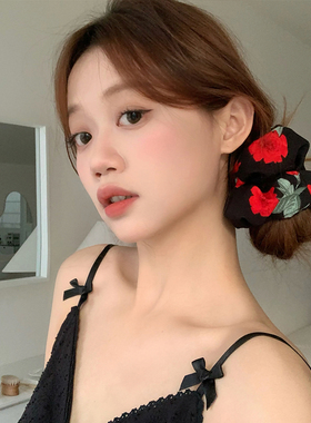 明星同款玫瑰花大肠发圈女