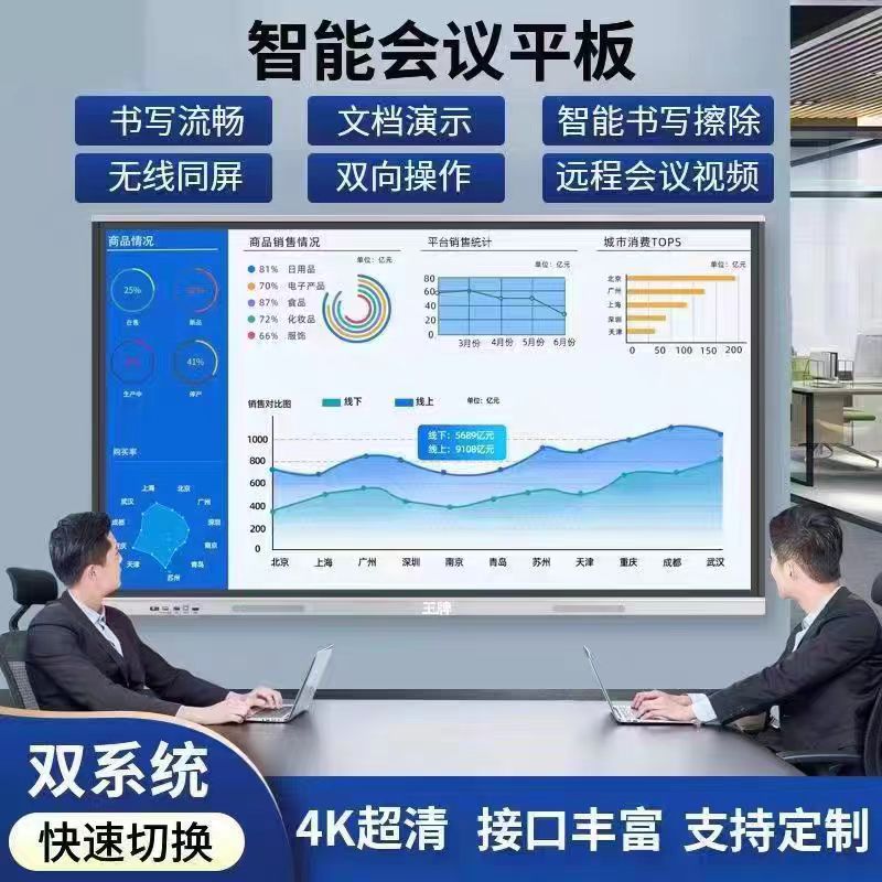 会议平板一体机65/75/85/100寸教学培训电子白板多媒体触摸屏电视 - 图0