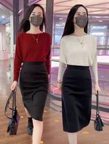 Straight Shoulder Bat Cuff Knitwear Women 2023 Spring Autumn Season New Korean Version Loose Foreign Air Hitting Undershirt With Long Sleeve Blouses