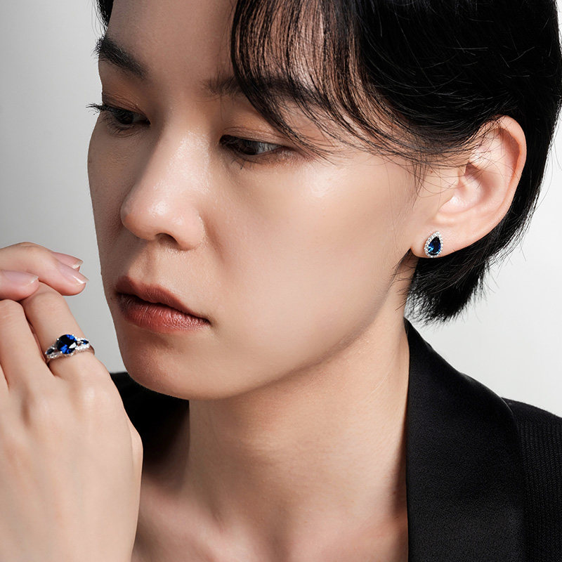 Victoria Crowne英伦王朝 水滴形彩宝耳钉蓝宝石耳饰轻奢生日礼物,淘宝优惠券,粉丝福利购,淘宝优惠卷