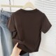 Creative cat print summer 2026 new right shoulder round neck T-shirt niche Korean versatile top ins trend