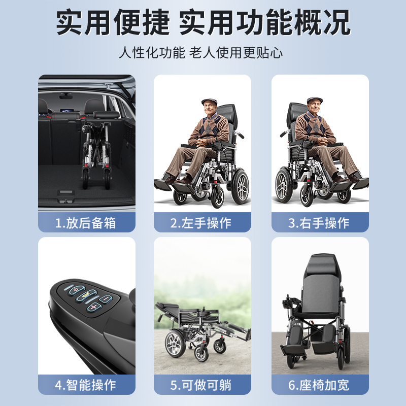贝稳电动轮椅智能全自动老人专用折叠轻便残疾人老年人四轮代步车