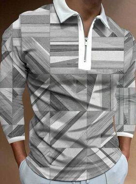 Summer Men's Polo Shirt Golf Shirt Plaid Prints 3D Print Str