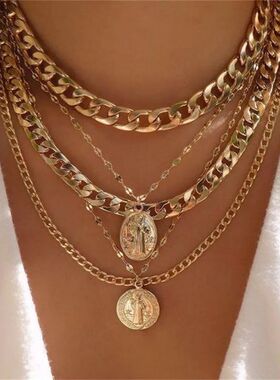 Fashion Punk Exaggerate Chain Crystal Heart Shaped Pendant M