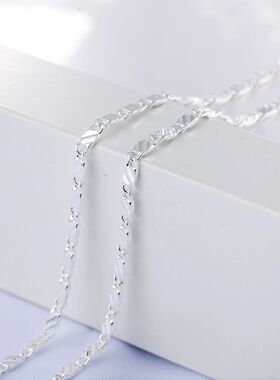 New LuxurySilver Color Special 2MM Flat Clavicle Chains Neck