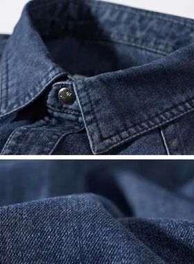 2025 Spring Men's Denim Jeans Shirts Long Sleeve 100% Cotton