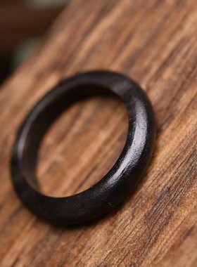 披毛犀角雕刻黑金戒指跑环文玩手串配饰竹丝纹鱼子纹清晰高端收藏