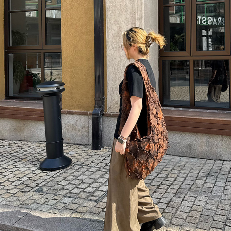 咩奇【橙色烟花】椭圆包原创流苏棉麻包扎染大容量单肩包斜挎包,淘宝优惠券,粉丝福利购,淘宝优惠卷