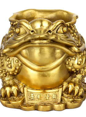 朴器 铜金蟾笔筒摆件