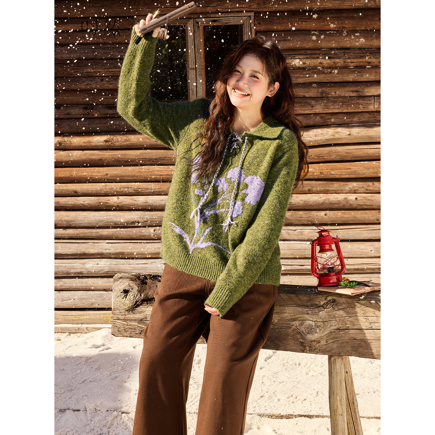 时然大码好看针织衫宽松毛衣上衣新款冬装胖mm新款女装洋气打底衫 - 图2