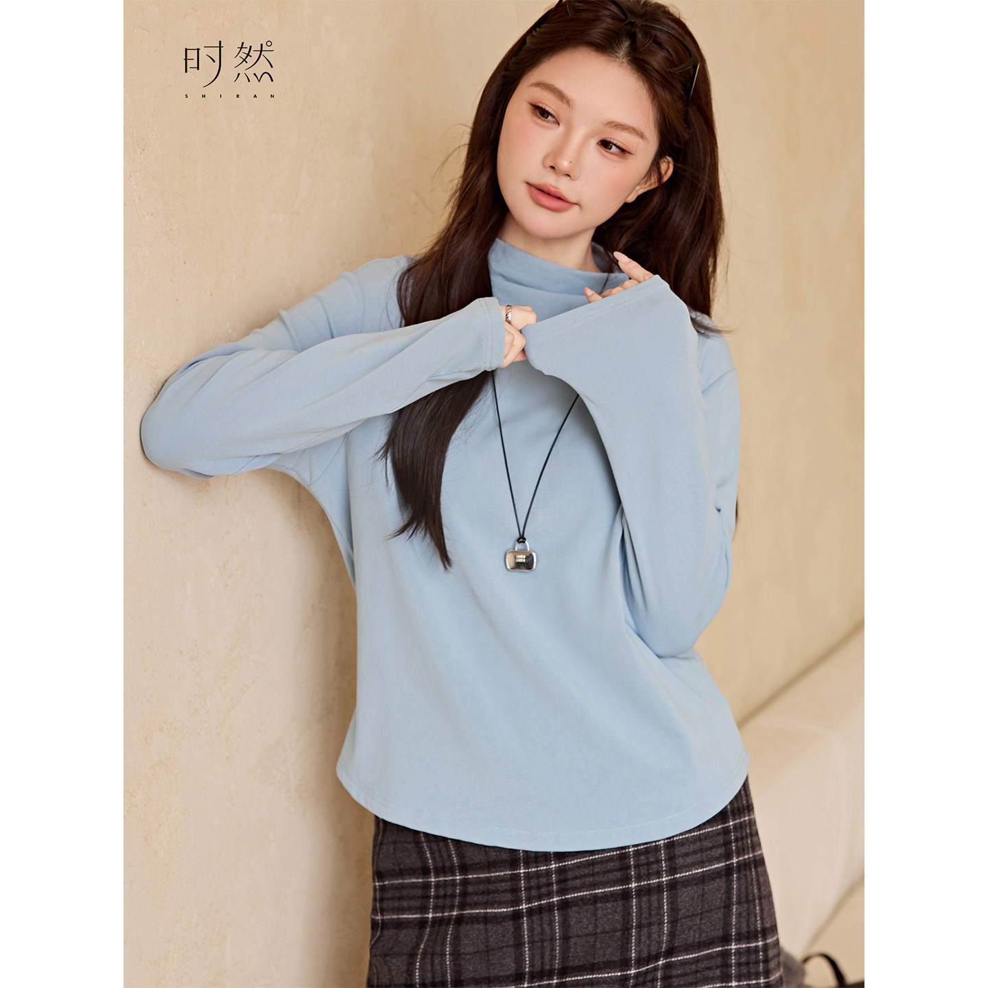 时然大码微胖MM2025年冬新款半高领T恤260G高克重保暖抓绒打底衫,淘宝优惠券,粉丝福利购,淘宝优惠卷