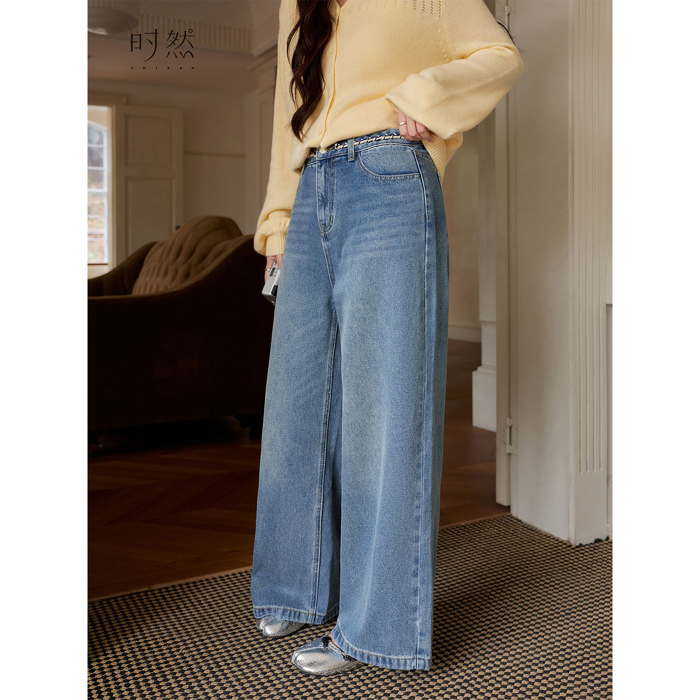 时然大码高腰阔腿牛仔裤微胖女装新品春季直筒裤长裤遮胯显瘦裤子,淘宝优惠券,粉丝福利购,淘宝优惠卷