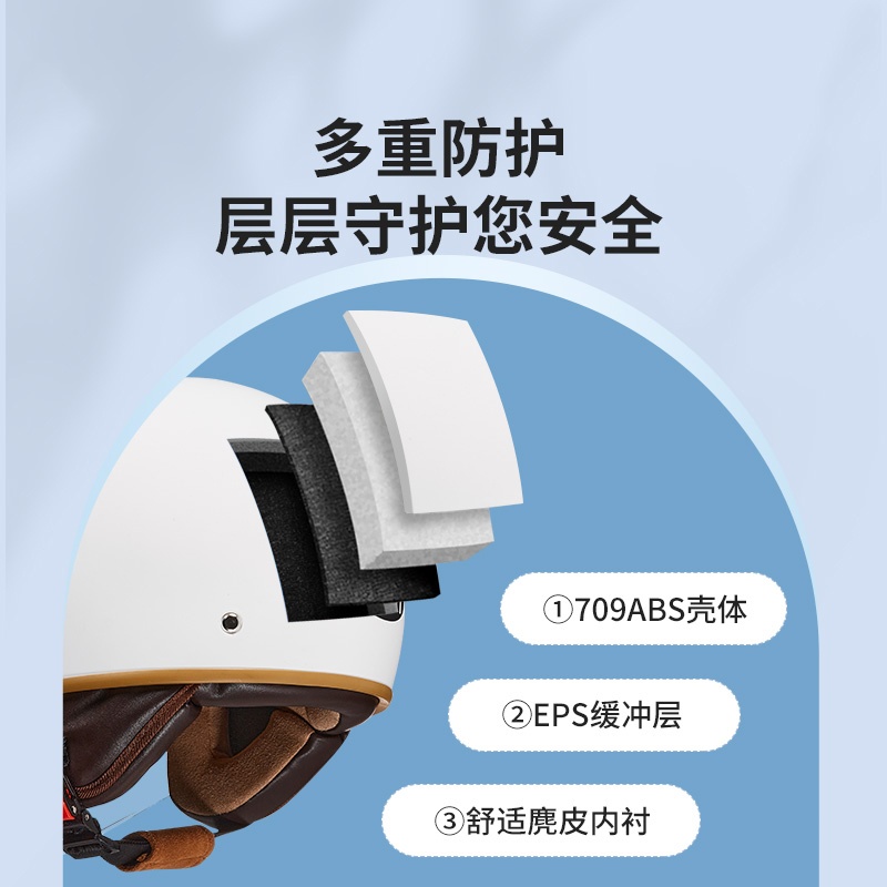 3C认证摩托车电动车头盔四季通用男士女秋冬季轻便半盔骑行安全帽