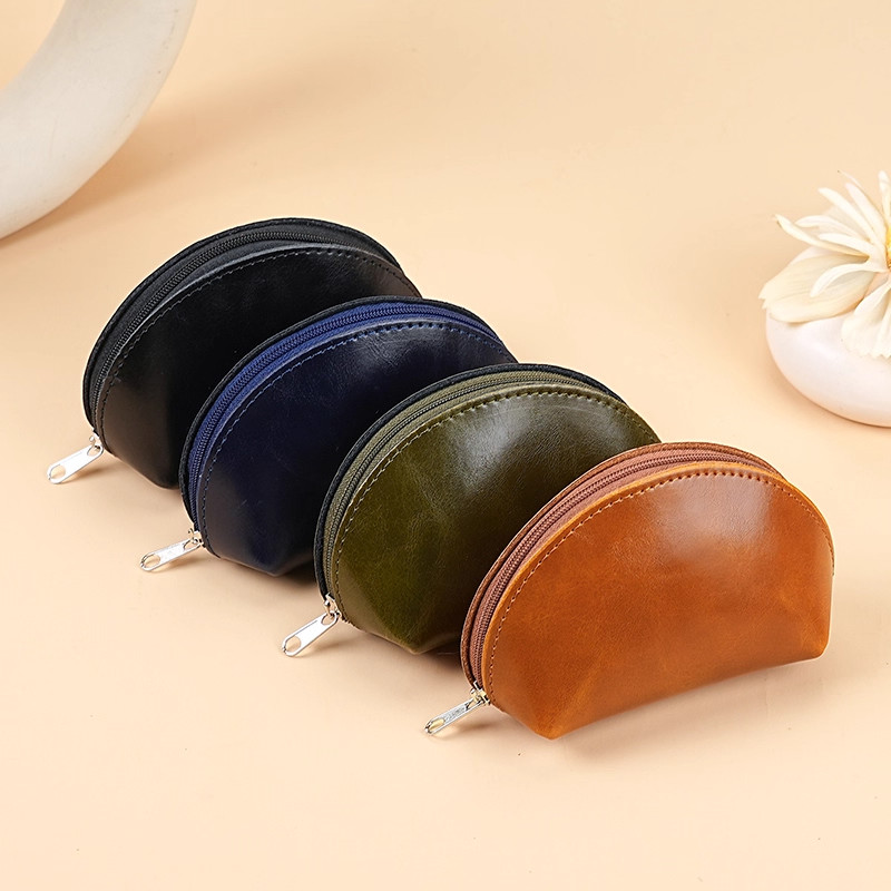 新款油蜡皮小钱包复古简约迷你贝壳零钱包经典实用硬币钥匙收纳包,淘宝优惠券,粉丝福利购,淘宝优惠卷