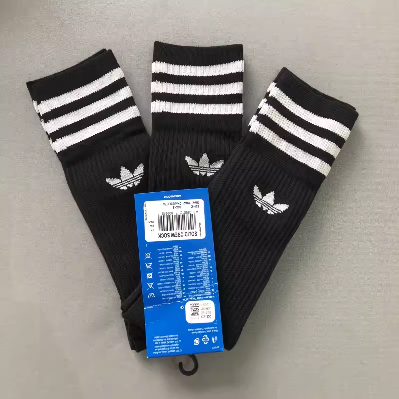 adidas阿迪达斯长筒袜高帮经典黑白男女三叶草袜子S21489 S21490 - 图1