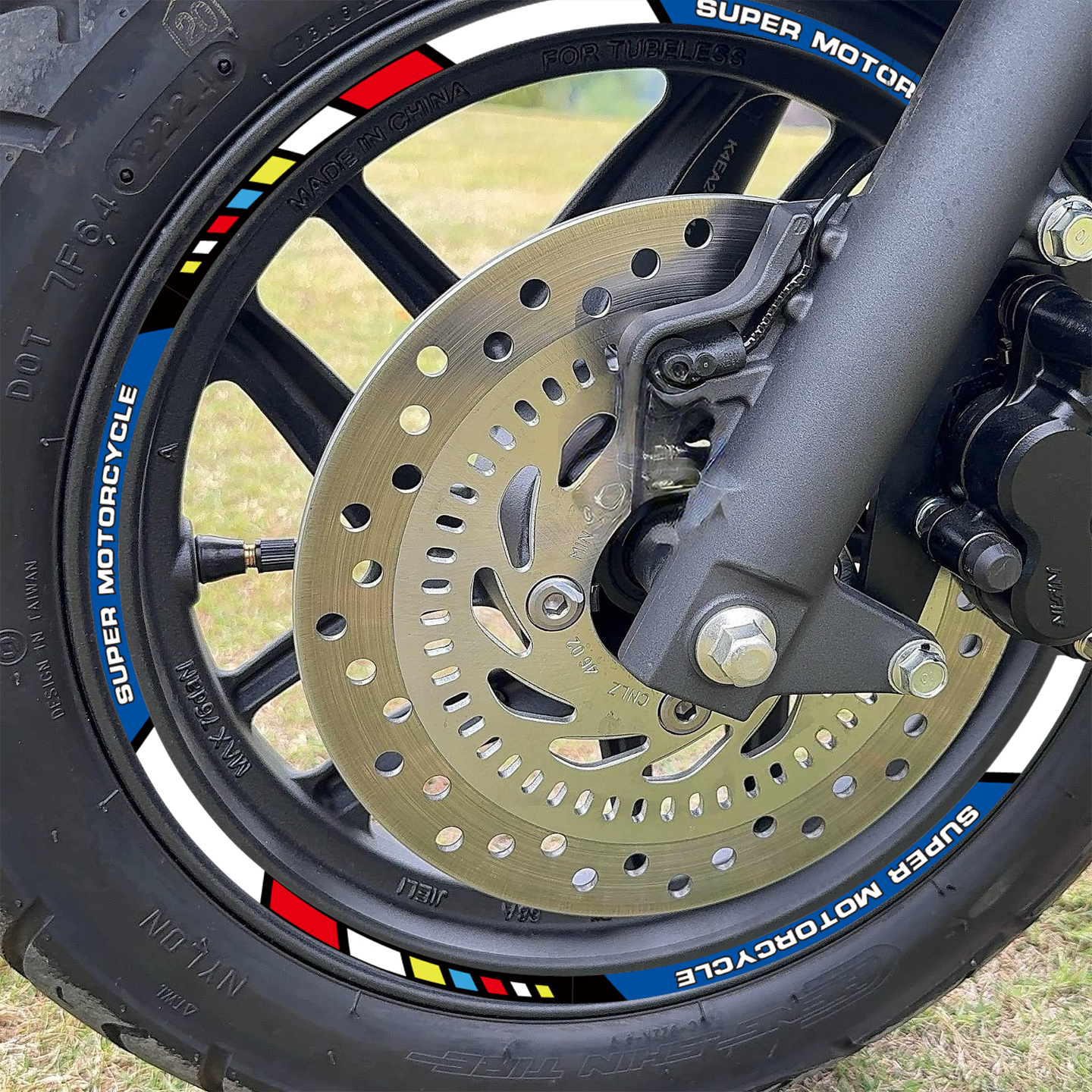 适用于五羊本田摩托车NPF125轮毂贴纸改装贴纸反光防水车胎贴花 - 图2