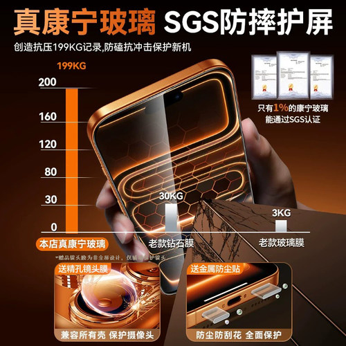GUOYI【AR增透抗反射热弯全覆盖】适用苹果17ProMax钢化膜iPhone16Pro康宁15手机17pm保护14贴膜13防窥新款 - 图0