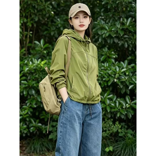 连帽防晒衣女轻薄透气2026新款夏季宽松休闲减龄时尚防晒服短外套 - 图0