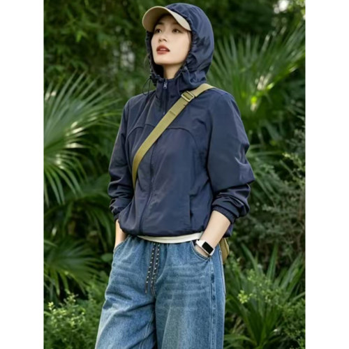 连帽防晒衣女轻薄透气2026新款夏季宽松休闲减龄时尚防晒服短外套 - 图1