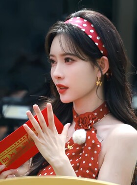孟子义同款法式红波点高颅顶发箍