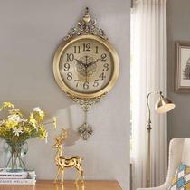 Hanging Wall Eurostyle Hanging Clocks Home American Fashion Clocks Creative Living Room Quartz Clock Brass Color Clock Muted Movement