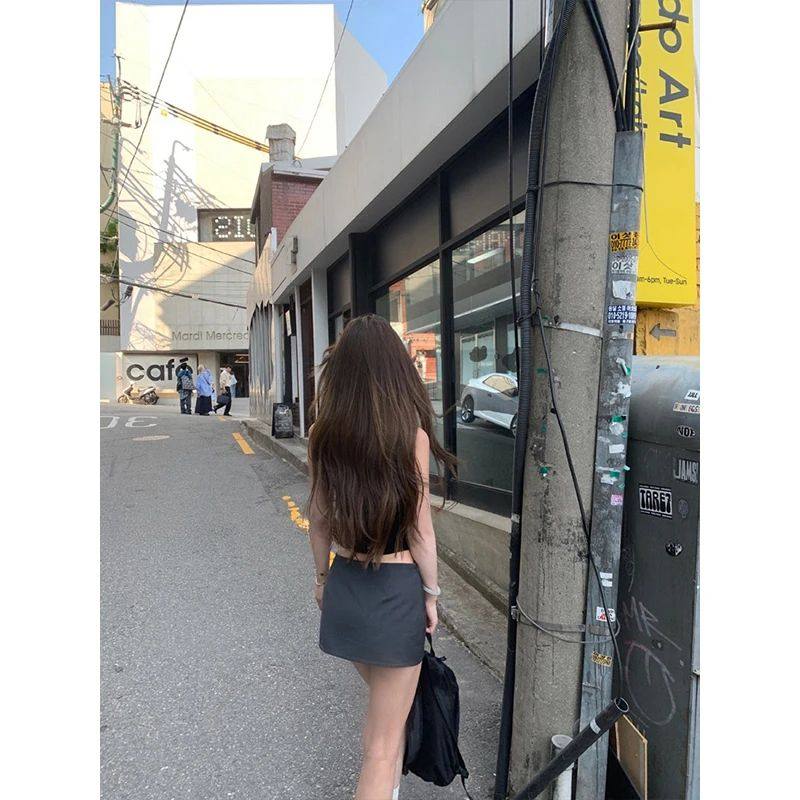 韩风chic一整套纯欲风性感辣妹白色吊带背心上衣女高腰半身裙套装,淘宝优惠券,粉丝福利购,淘宝优惠卷