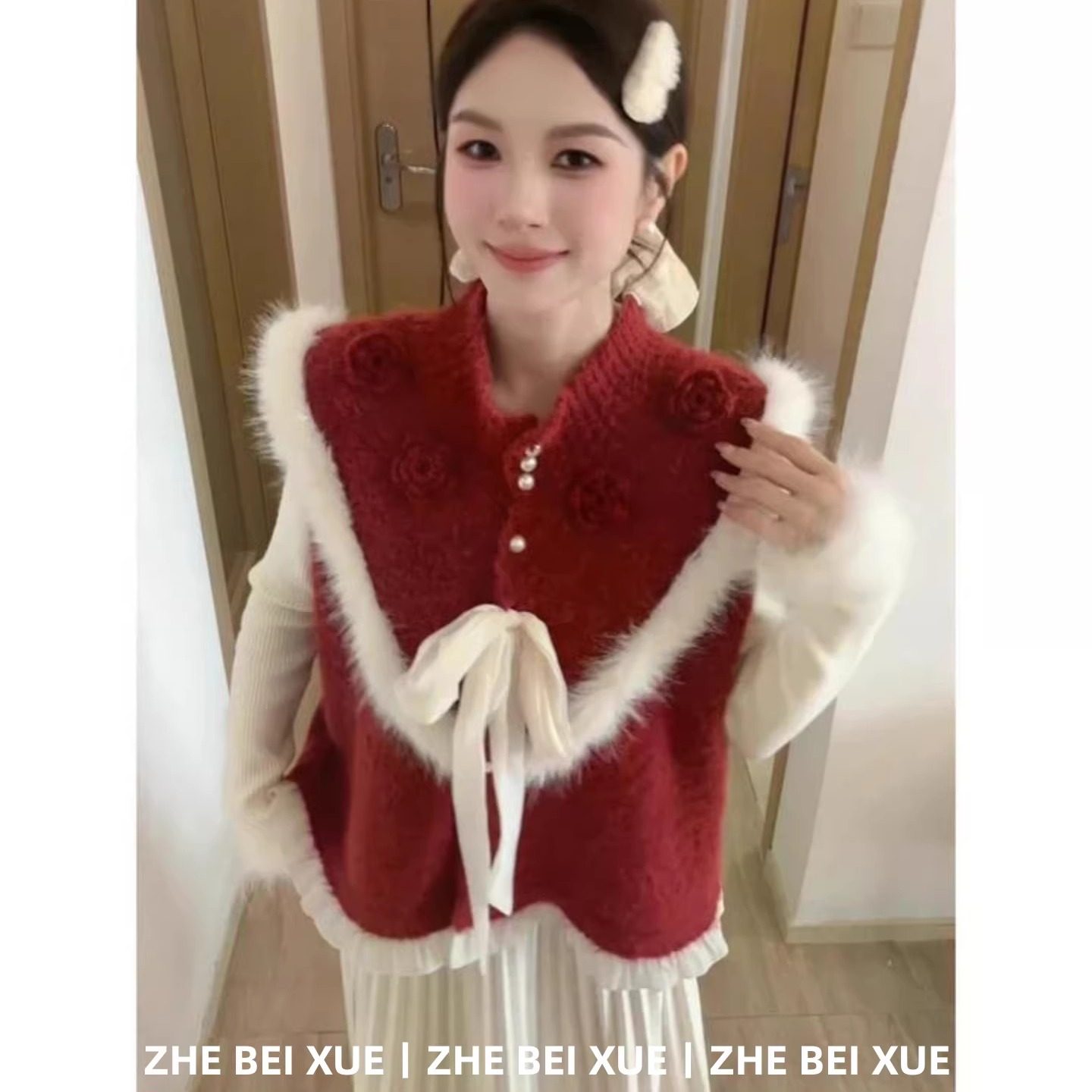 套装女小香风毛绒拼接马甲打底毛衣高级半身裙独特漂亮冬装一整套,淘宝优惠券,粉丝福利购,淘宝优惠卷