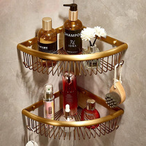 Total Copper Free Punch Bathroom Triangle Basket Rack Wall-mounted Bathroom Containing Corner Rack Shower Room Tripod Wall