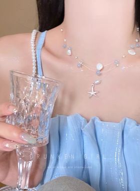 吹吹海风小清新海星贝壳珍珠项链女海边度假风锁骨链轻奢高级叠戴